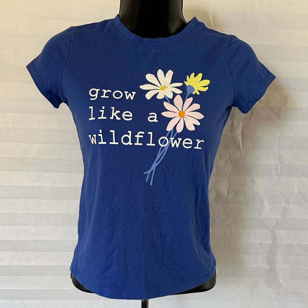 Cat & Jack Girls Blue Tee Size 7/8 Classic Casual T-Shirt Soft Everyday Top